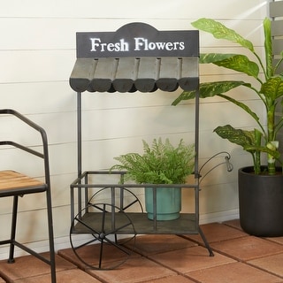Black Metal Indoor Outdoor Flower Cart Indoor Outdoor Black Metal Indoor Outdoor Flower Cart Indoor Outdoor