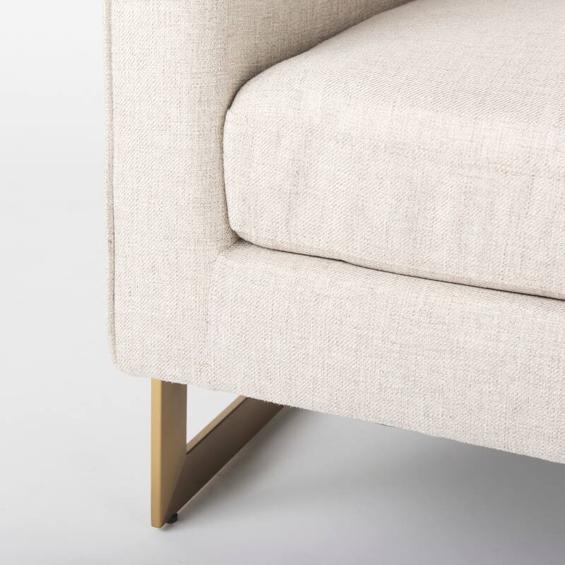 Rupert Cream Poly-Linen Seat w/ Gold Stainless Steel Frame Accent Chair