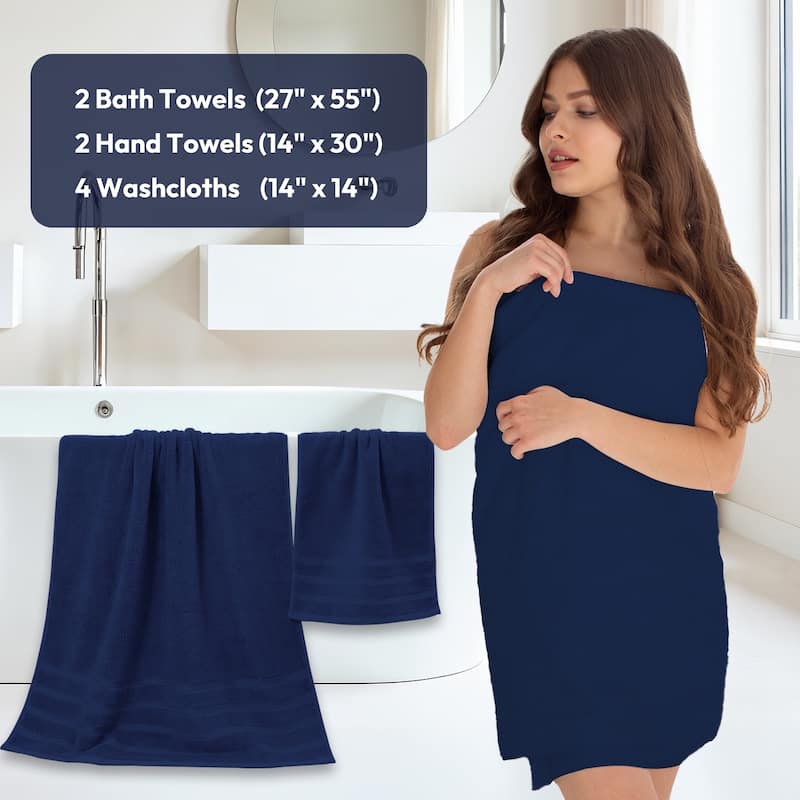 8 Piece Cotton Bath Towel Set,Highly Absorbant Towels,2 Bath Towels,2 Hand Towels and 4 Washcloths