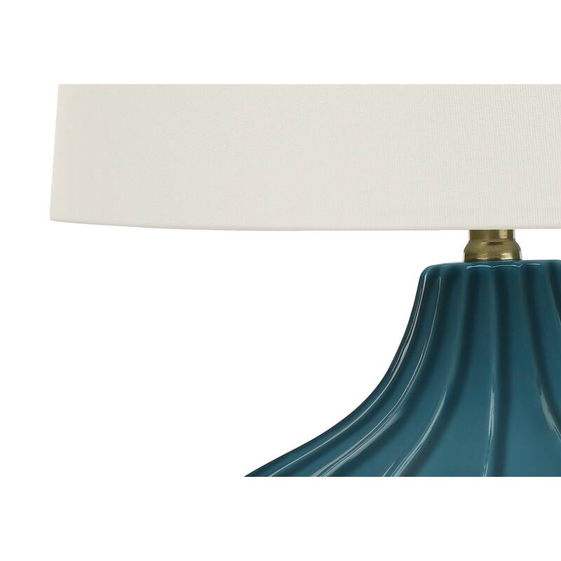Lighting, 24"h, Table Lamp, Blue Ceramic, Ivory / Cream Shade, Transitional