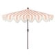 preview thumbnail 22 of 132, 9ft Half Market Umbrella, Scalloped, Crank, Tilt, UV, by JONATHAN Y Coral Pink/White/White