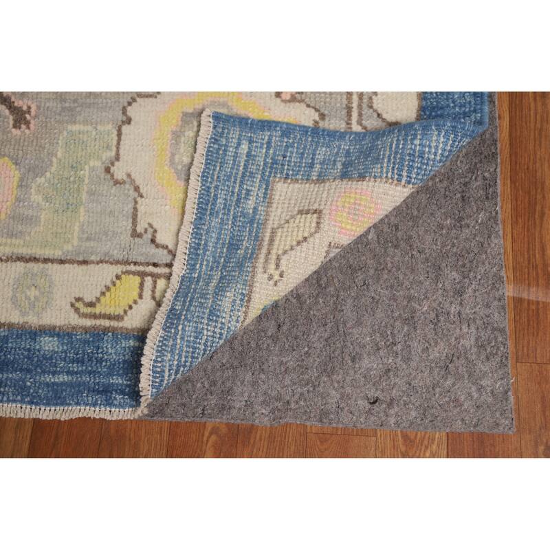 Hand Knotted Oriental 100% Wool Carpet Transitional All-Over Navy Blue & Blues Oushak Area Rug - 11' 2'' X 8' 11''