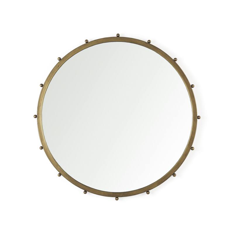 Elena Metal Beaded Frame Round Mirror