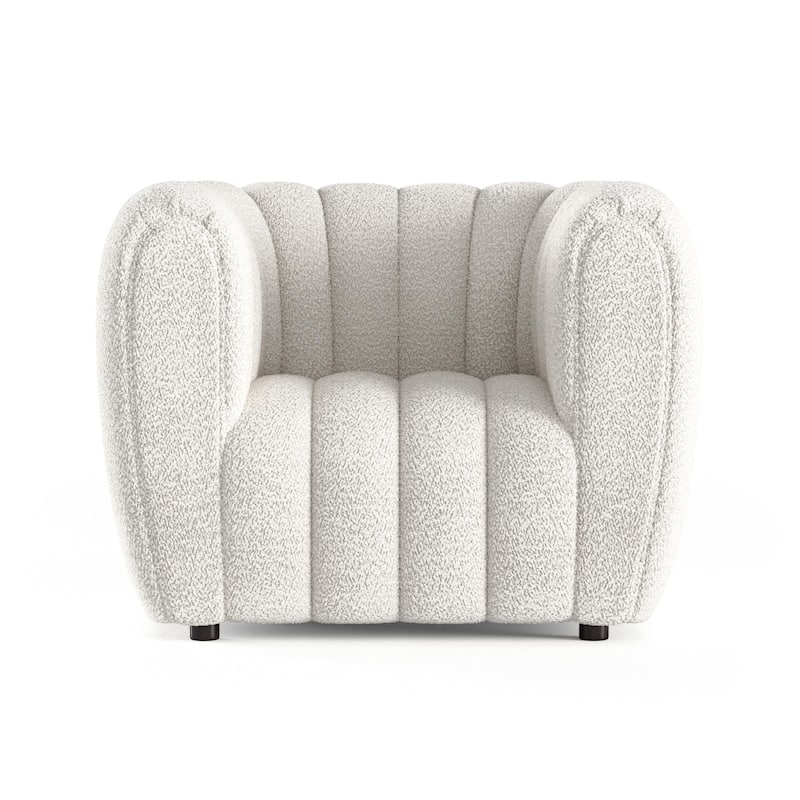 Furniture of America Lucinda Modern Vertical Channel Tufted Boucle Accent Sofa Set with Wooden Legs