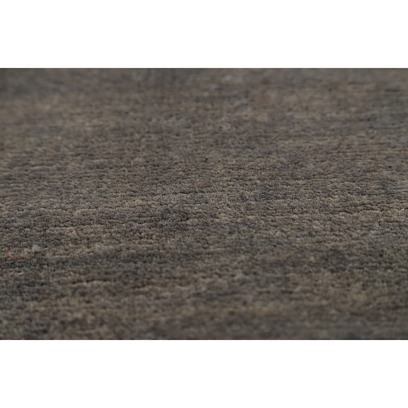 Gabbeh Modern Runner Rug Hand-Knotted Grey Wool Carpet - 2'9"x 9'7"