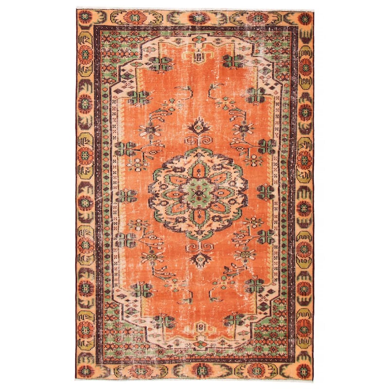 ECARPETGALLERY Hand-knotted Melis Vintage Copper Wool Rug - 6'0 x 9'6 - Copper - 6'0 x 9'6