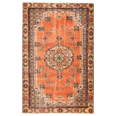 ECARPETGALLERY Hand-knotted Melis Vintage Copper Wool Rug - 6'0 x 9'6