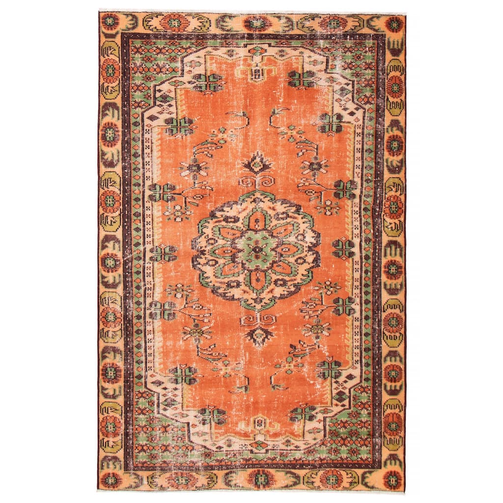 ECARPETGALLERY Hand-knotted Melis Vintage Copper Wool Rug - 6'0 x 9'6