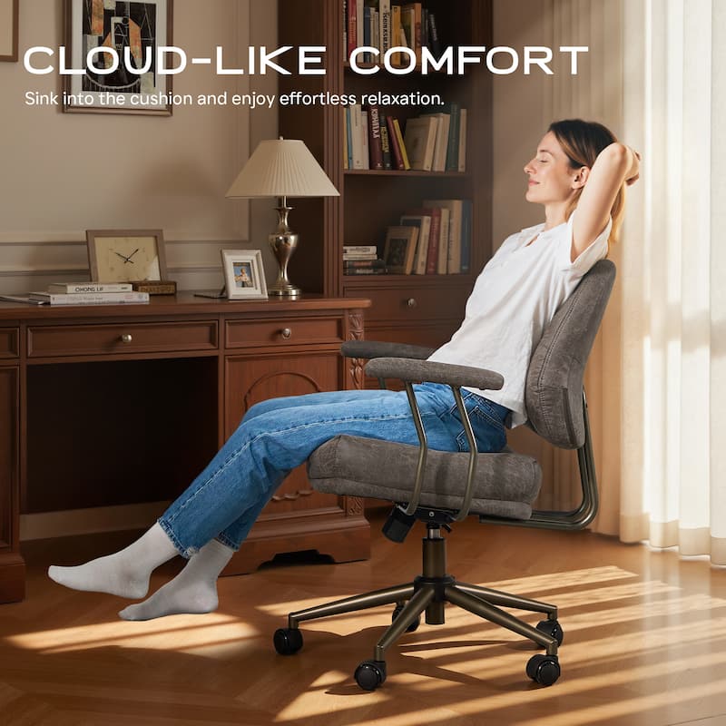 OVIOS Ergonomic Suede Fabric Office Swivel Chair