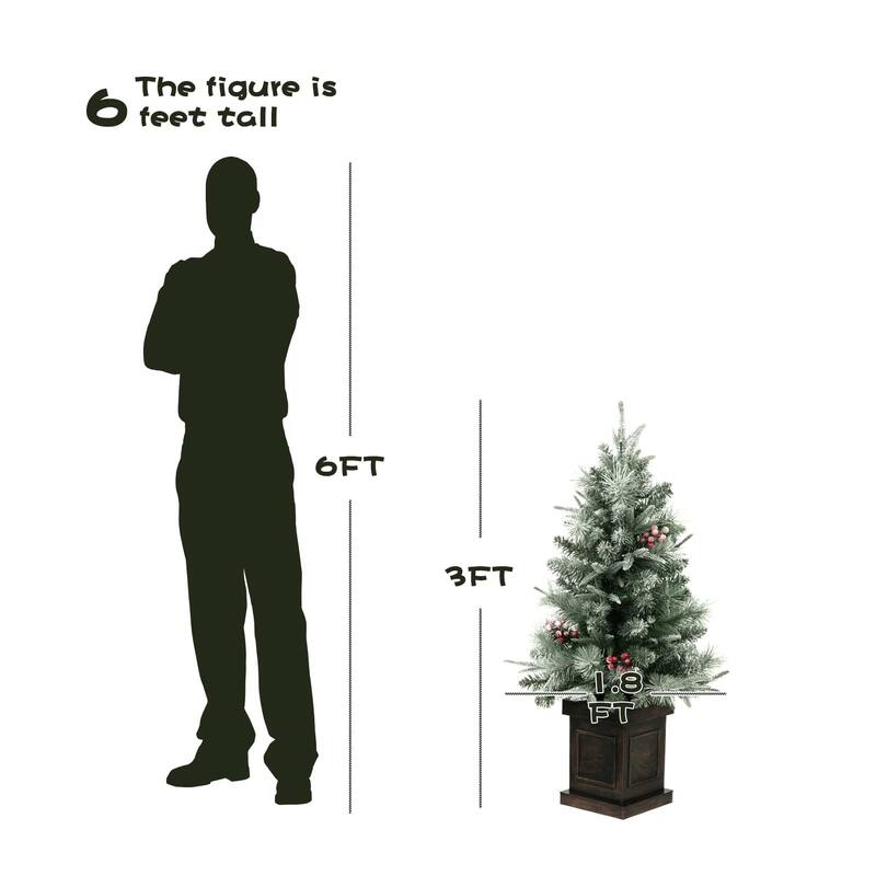 3ft Pre-Lit Artificial Christmas Tree with Vintage Potted Base
