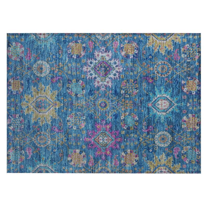 Machine Washable Indoor/Outdoor Boho Traditional Chantille Rug