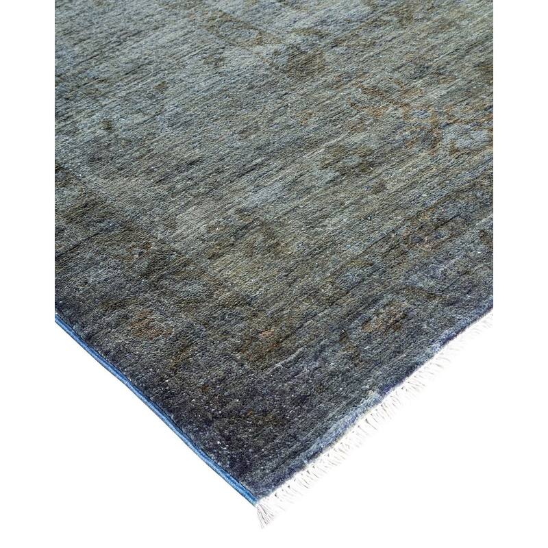 Overton Hand Knotted Wool Vintage Inspired Modern Contemporary Overdyed Purple Area Rug - 11' 10" x 14' 9"