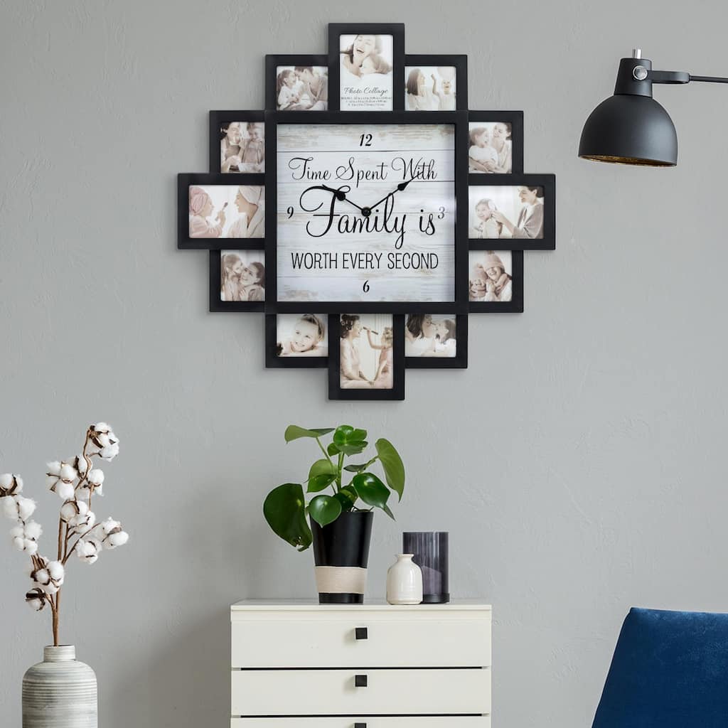 Black "Worth Every Second" Picture Frame Collage Wall Clock - 20" x 20"