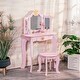 preview thumbnail 2 of 12, Pretend Play Kids Vanity Set with Mirror and Stool