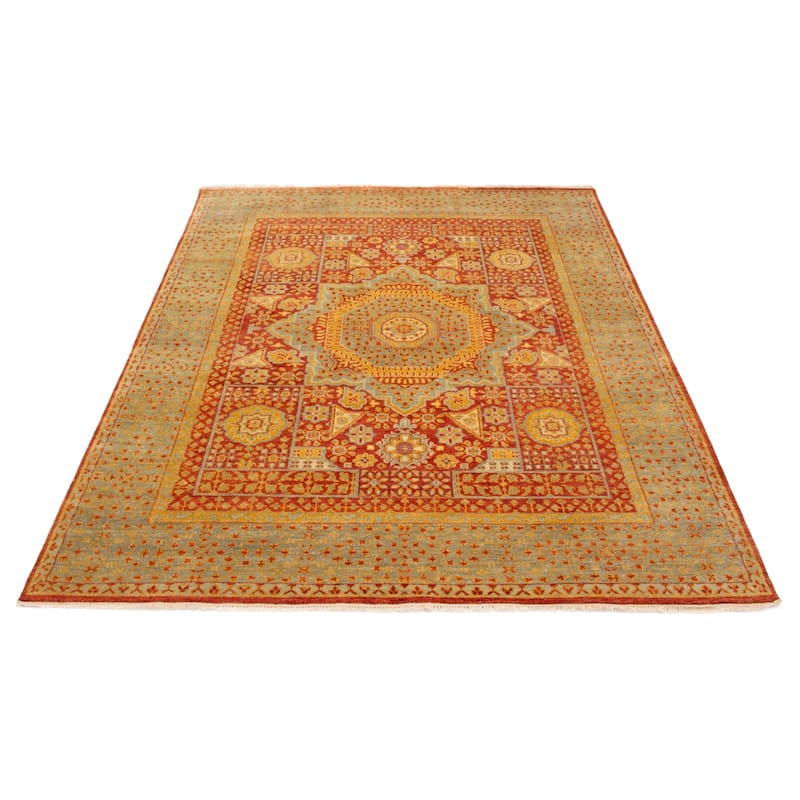 ECARPETGALLERY Hand-knotted Mamluk Dark Copper Wool Rug - 7'8 x 9'8