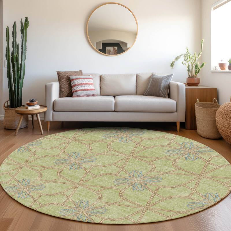 Premium Washable Super Soft Contemporary Tangle Mayfield Rug - Aloe - 8' x 8'