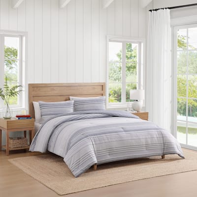 Tommy Hilfiger Bold Stripe Textured Cotton Grey Comforter Set