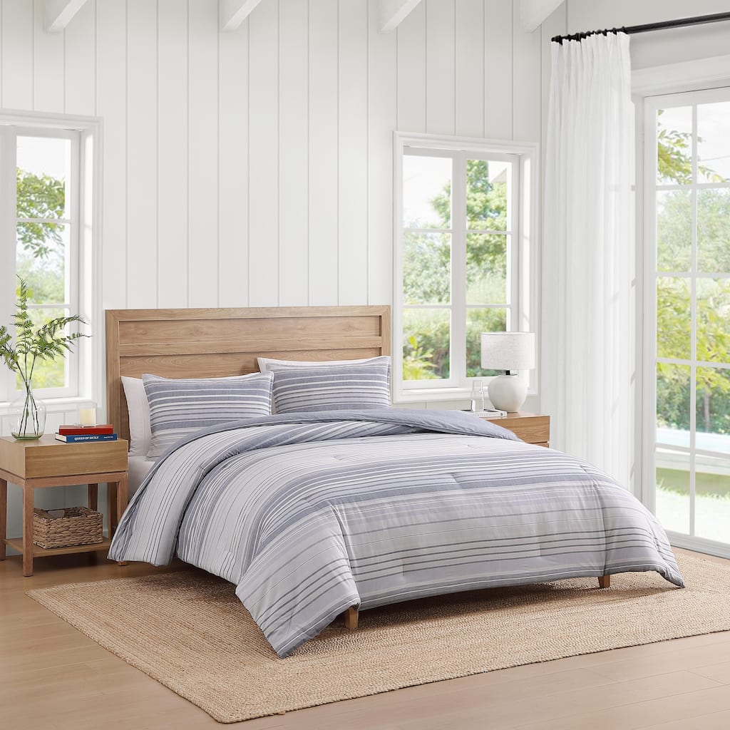 Tommy Hilfiger Bold Stripe Textured Cotton Grey Duvet Cover Set