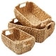 preview thumbnail 10 of 45, Hyacinth Seagrass Oval Storage Baskets with Wooden Handles Woven Bins Natural - Hyacinth - Set of 3 - Sm, Med, Lg