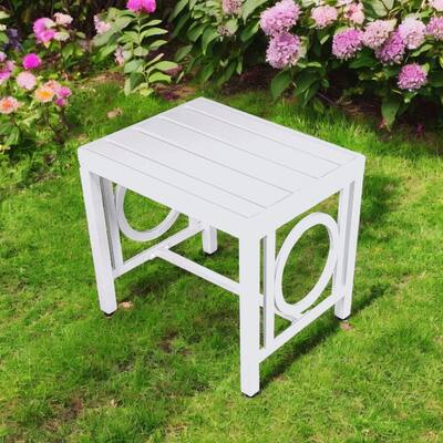 16" White Aluminum Outdoor Side Table