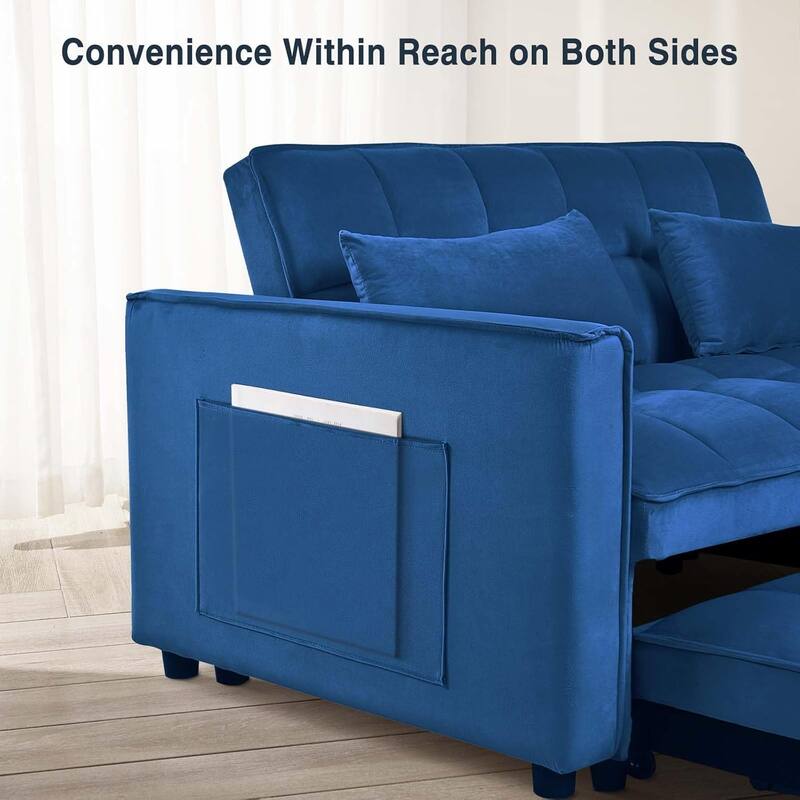3 in 1 Velvet Sofa Bed with Adjustable Backrest