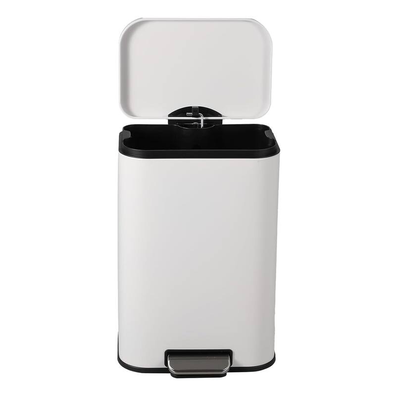5.3 Gal Soft-Close Lid Stainless Steel Trash Can for Kitchen, Bathroom, Office - White