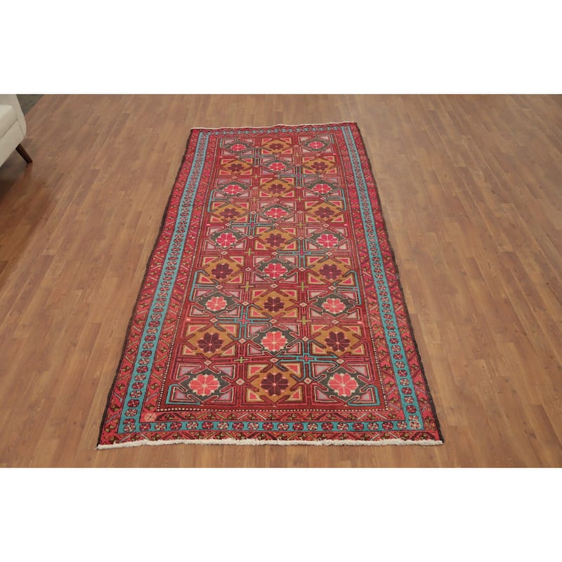 Hand Knotted Oriental 100% Wool Carpet Traditional Geometric Red Ardebil Area Rug - 9' 5'' X 4' 8''