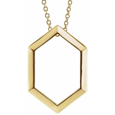 Curata 14k Yellow, White or Rose Gold 21.68x14.55mm Polished Geometric 18" Necklace
