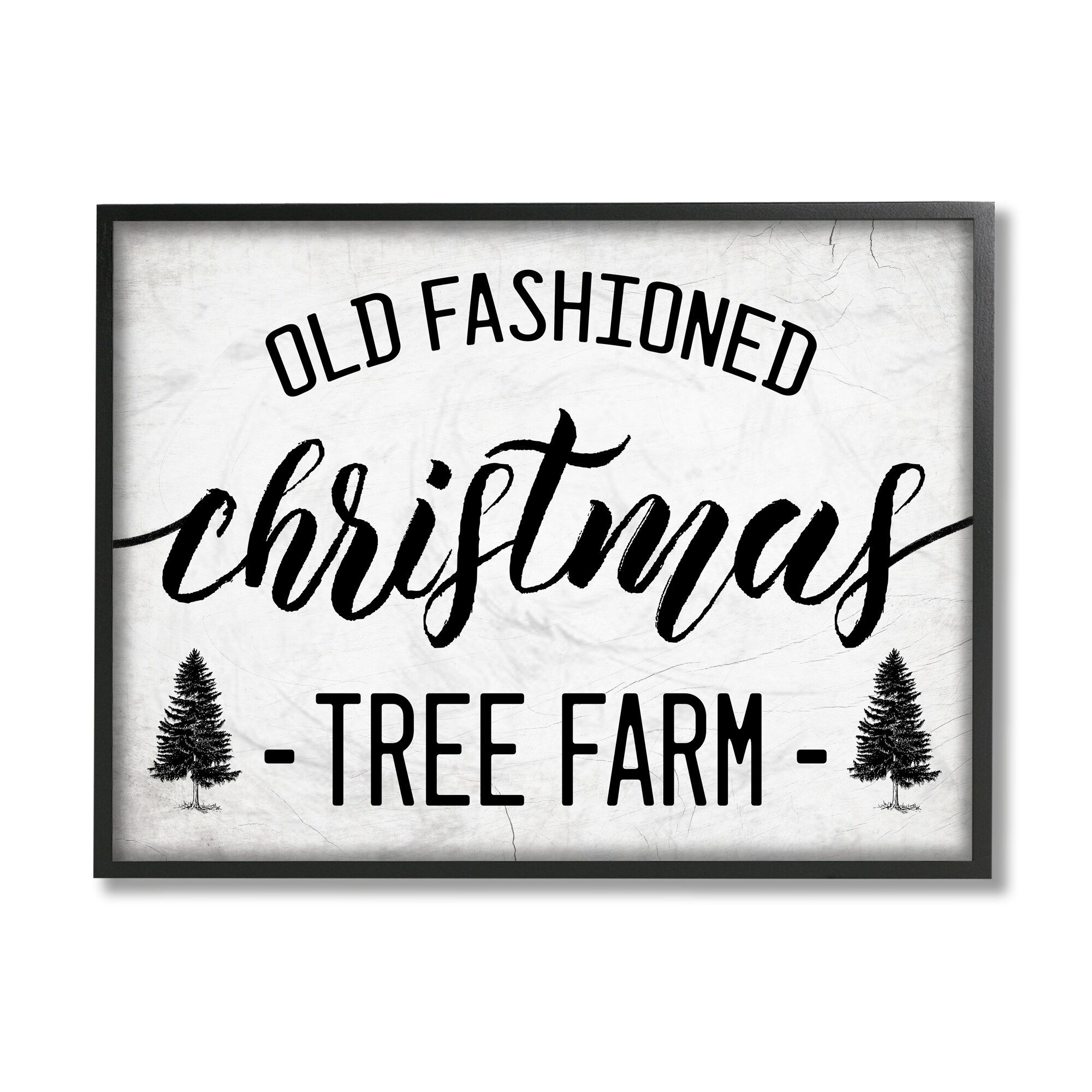 Stupell Industries Rustic Minimal Christmas Tree Farm Black ...