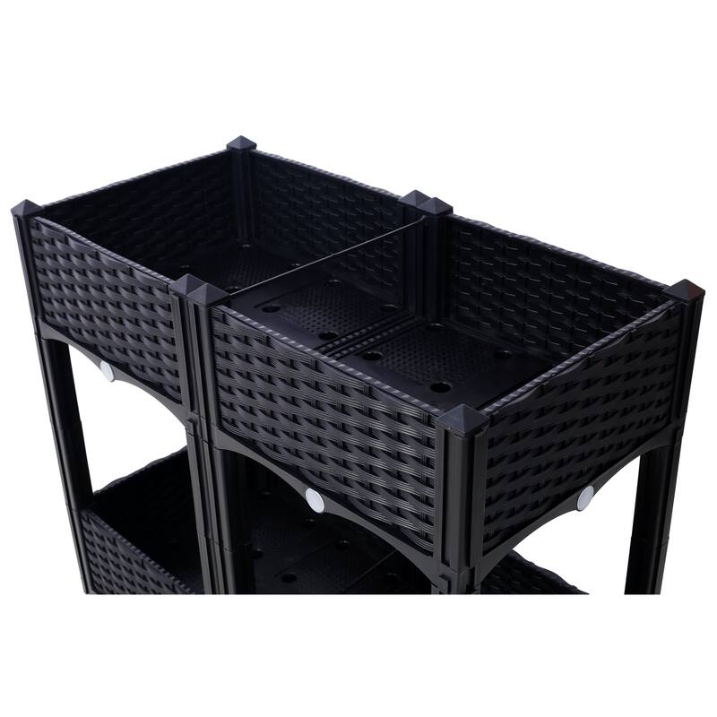 Modern Minimalist Garden Bed with Drainage Plug Raised Bottom Drainage Holes, for Vegetable Flower Herb Outdoor - 8' x 10'
