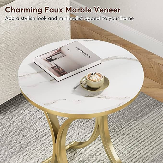 Modern Round End Side Accent Table for Entryway Living Room