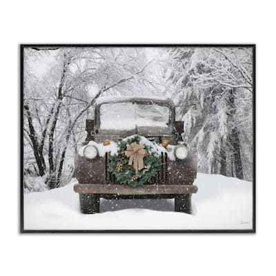Stupell Wreathed Truck in Snow Framed Giclee Art Design By Lori Deiter
