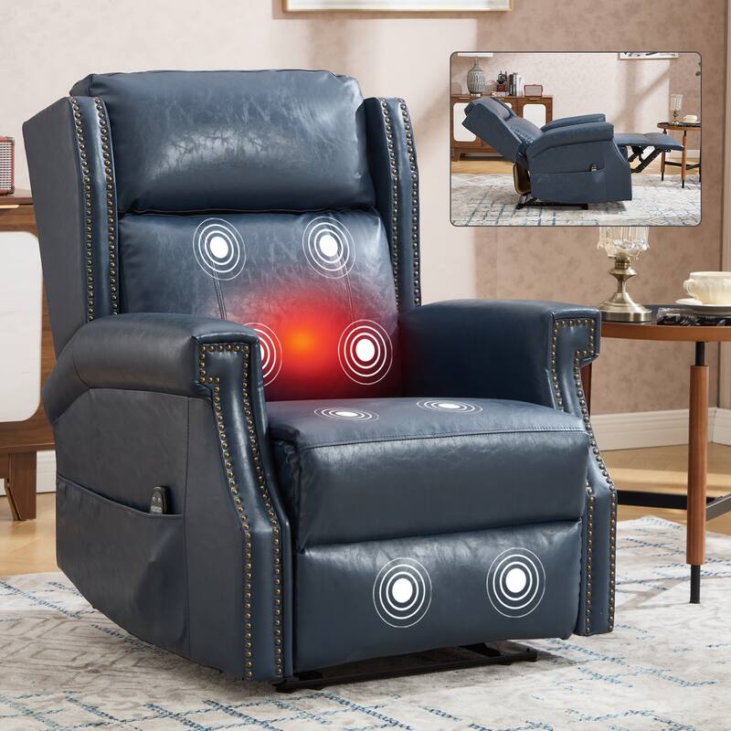 Faux Leather Recliner with 155 Degree Recline and 8 Vibration Nodes