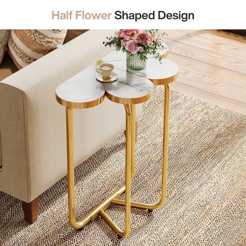 23 Inch Marble End/Side Table for Living Room - 25.9'' H X 23.6'' W X 21.6'' D