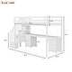 preview thumbnail 4 of 10, Wood Twin Loft Bed with Desk & Drawers, Staircase & Guardrails, White