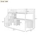 Wooden Twin Size Loft Bed with Long Desk and Storage Stairs, Sturdy Loftbed Frame with 4 Storage Drawers and Convertible Steps