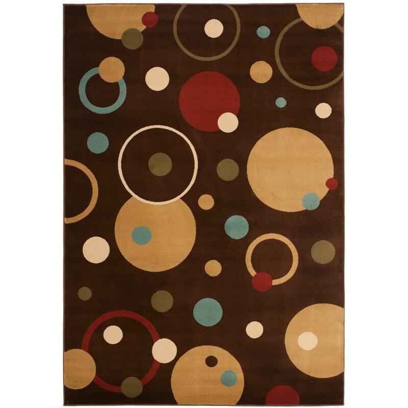 SAFAVIEH Porcello Jonila Modern Painterly Geometric Pattern Area Rug - 6'7" x 9'6" - Brown/Multi