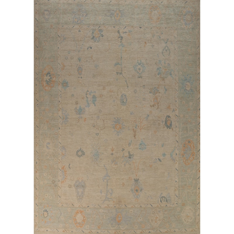 Vegetable Dye Oriental Oushak Turkish Area Rug Handmade Wool Carpet - 9'6"x 12'6"