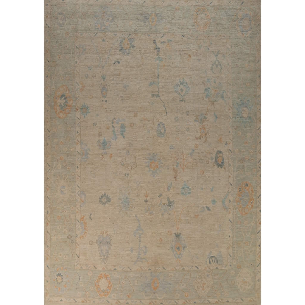 Vegetable Dye Oriental Oushak Turkish Area Rug Handmade Wool Carpet - 9'6"x 12'6"