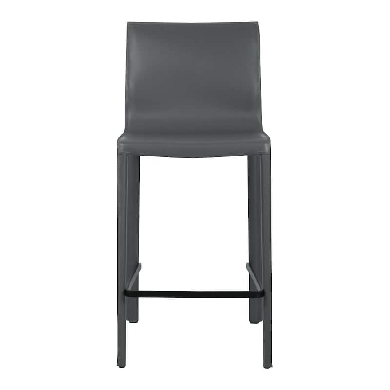 STAN Modern Leather Counter Stool - Smoke