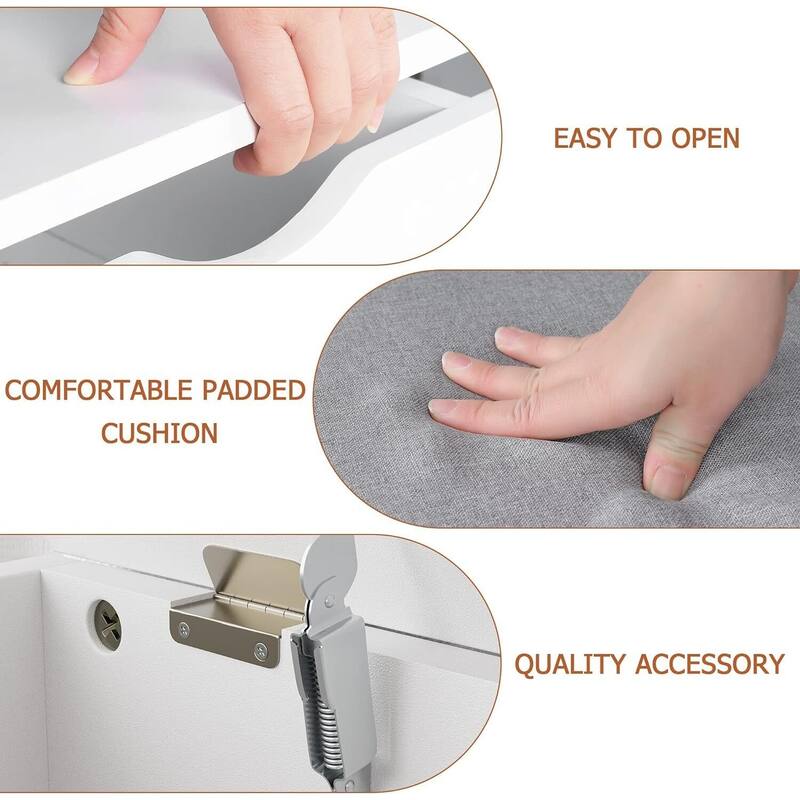 Shoe Storage Bench with a Cushioned Seat and 2 Tiers of Shelves