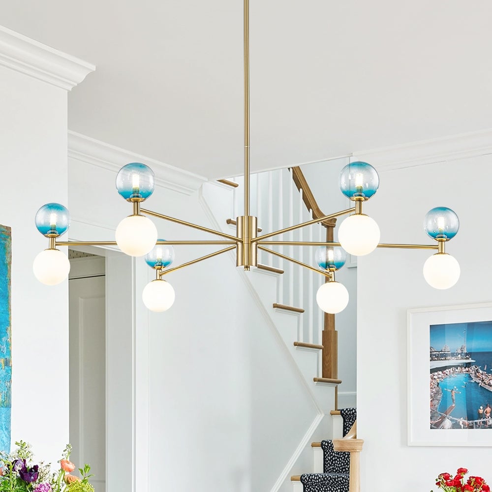 12-Light Mixed Glass Globe Sputnik Sphere Chandelier - 47.2 in