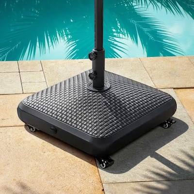 Maypex 80 lbs. HDPE Mobile Patio Umbrella Base Black