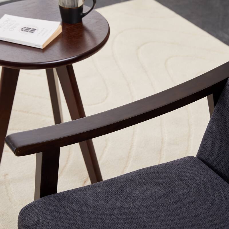 Medieval-inspired Modern Armchair with High back Upholstered Chair, Solid wood legs, Leisure reading chair