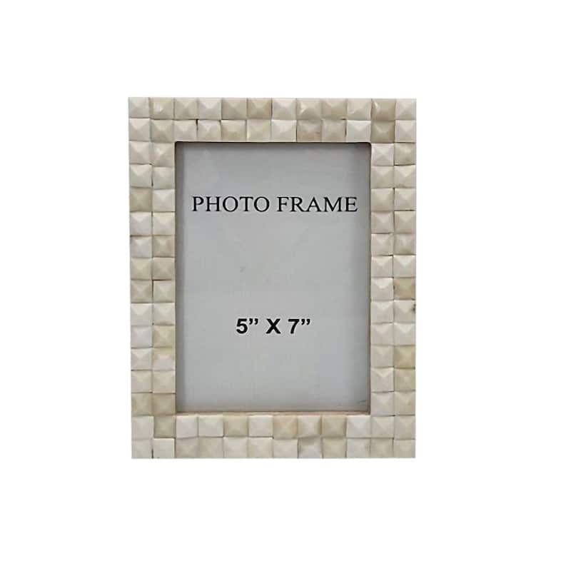 5x7" Bone Diamond Picture Frame - White