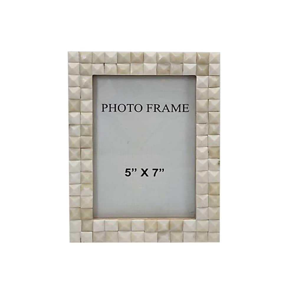 5x7" Bone Diamond Picture Frame - White