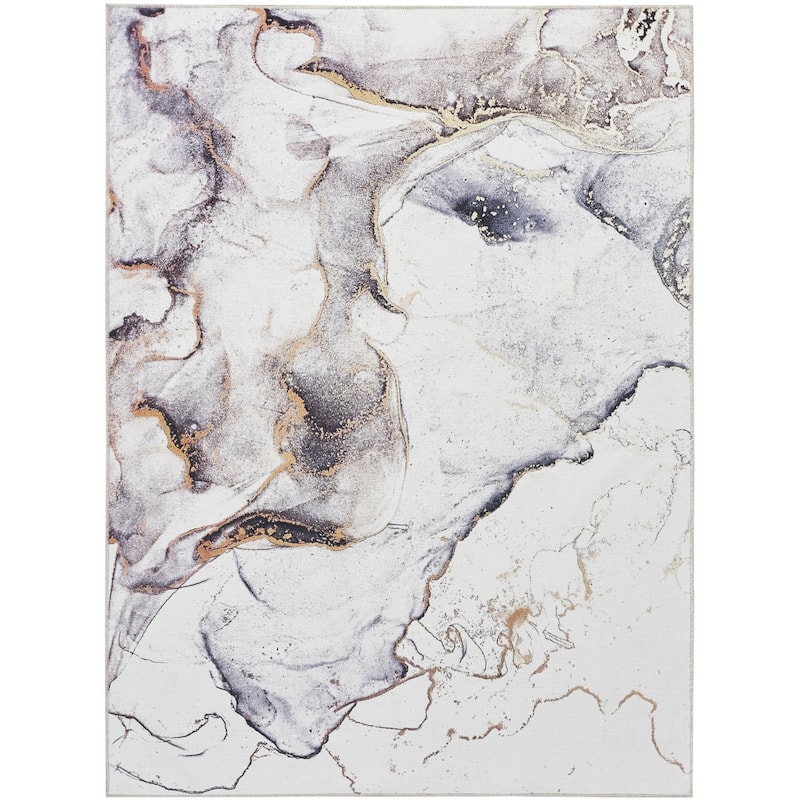 Kido Power Loomed Abstract Modern Low Pile Area Rug By HomeRoots - 87' X '63' X '0.25