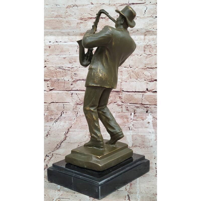 Jazz Saxophone Player Bronze Sculpture - Mid-Century Music Art