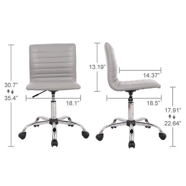 dimension image slide 2 of 8, Home Office Desk Chair Task Chairs Swivel Ribbed Task Vanity Chair