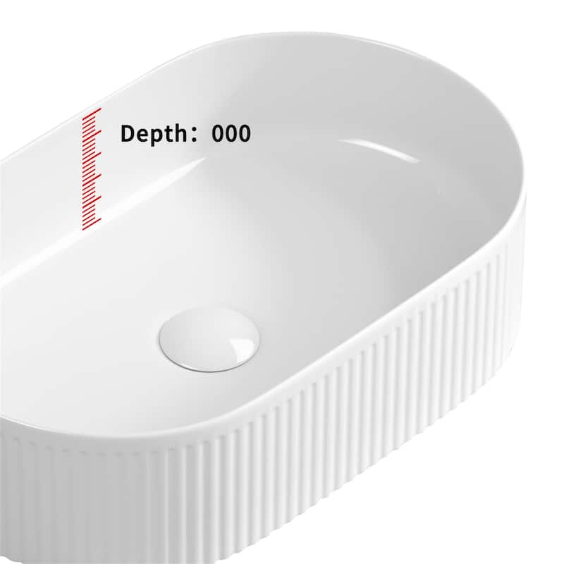 19″ x 12″ Oval Bathroom Porcelain Vessel Sink Above Counter
